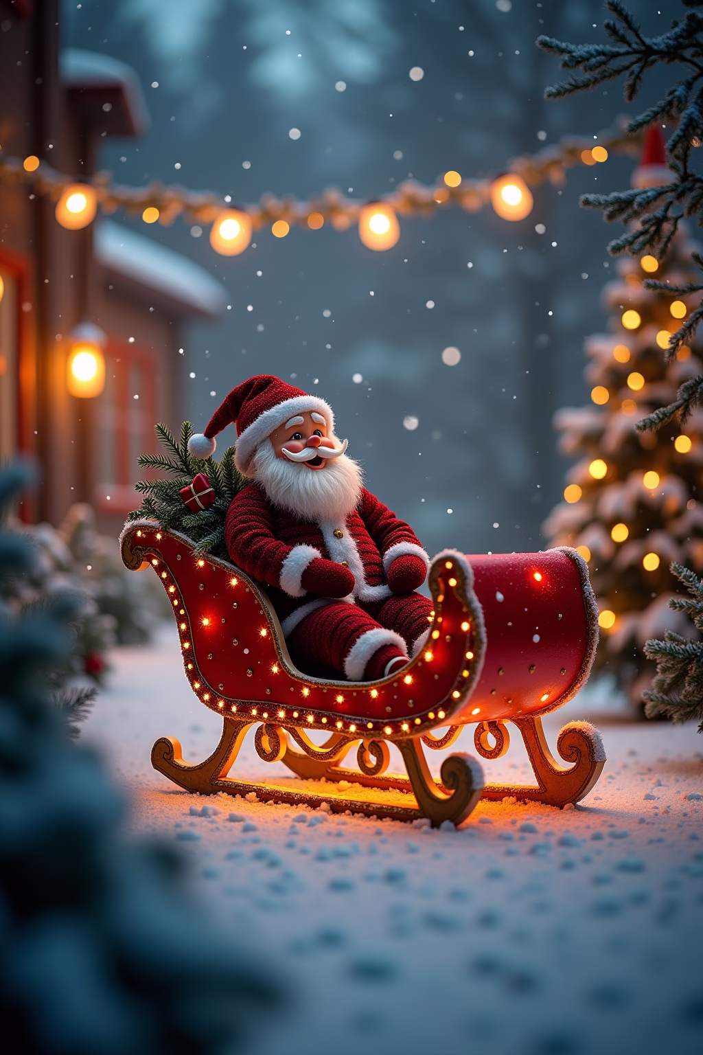 schlitten deko weihnachten draussen outline 1 1