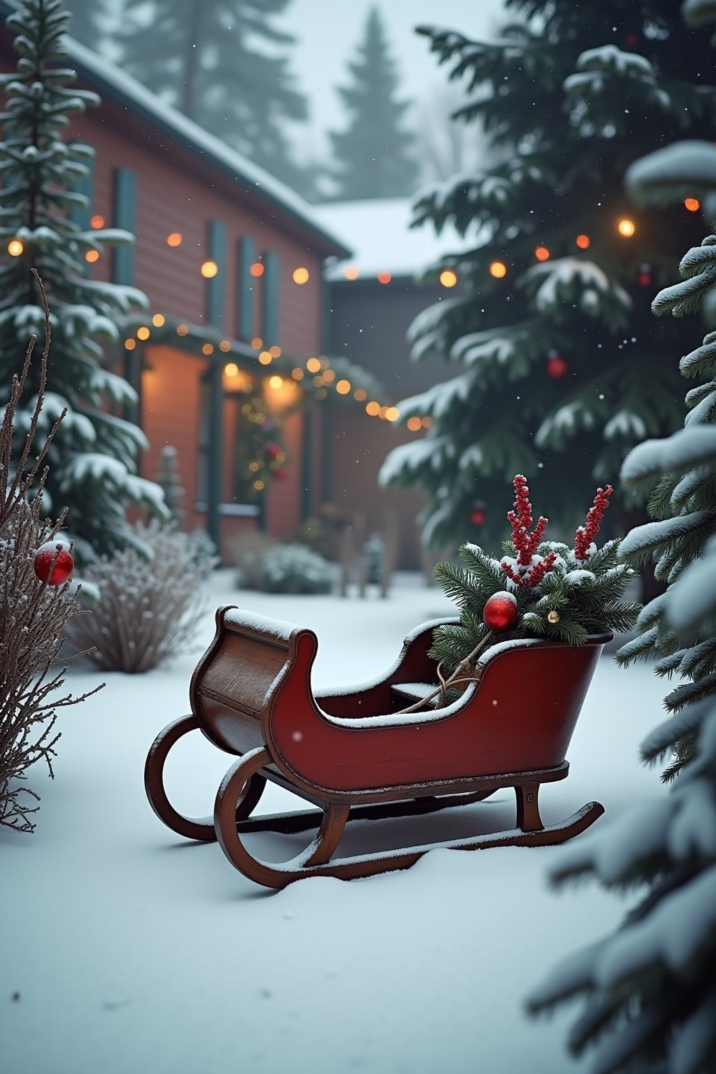 schlitten deko weihnachten draussen outline 2