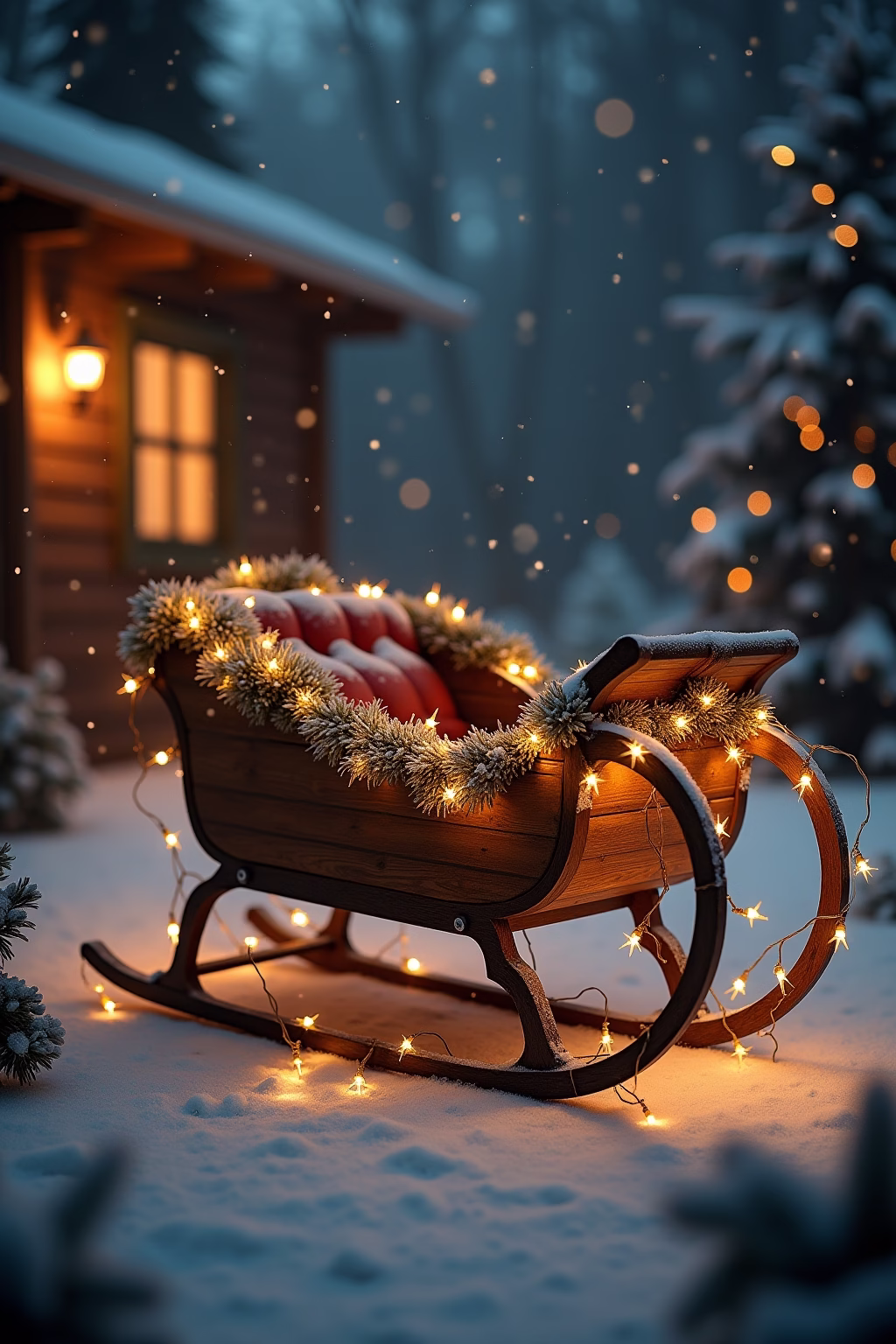 schlitten deko weihnachten draussen outline 5 1