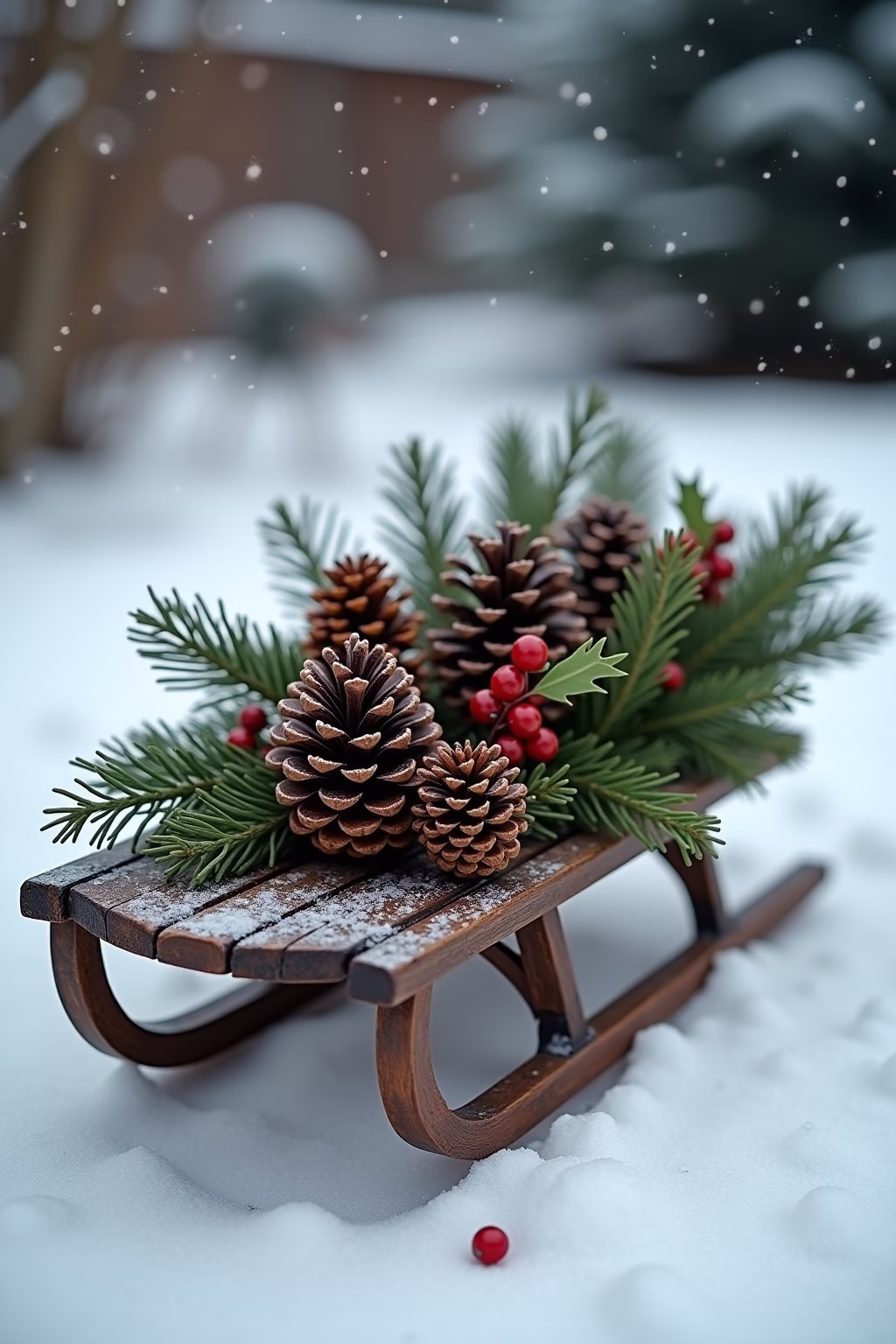 schlitten deko weihnachten draussen outline 6 1