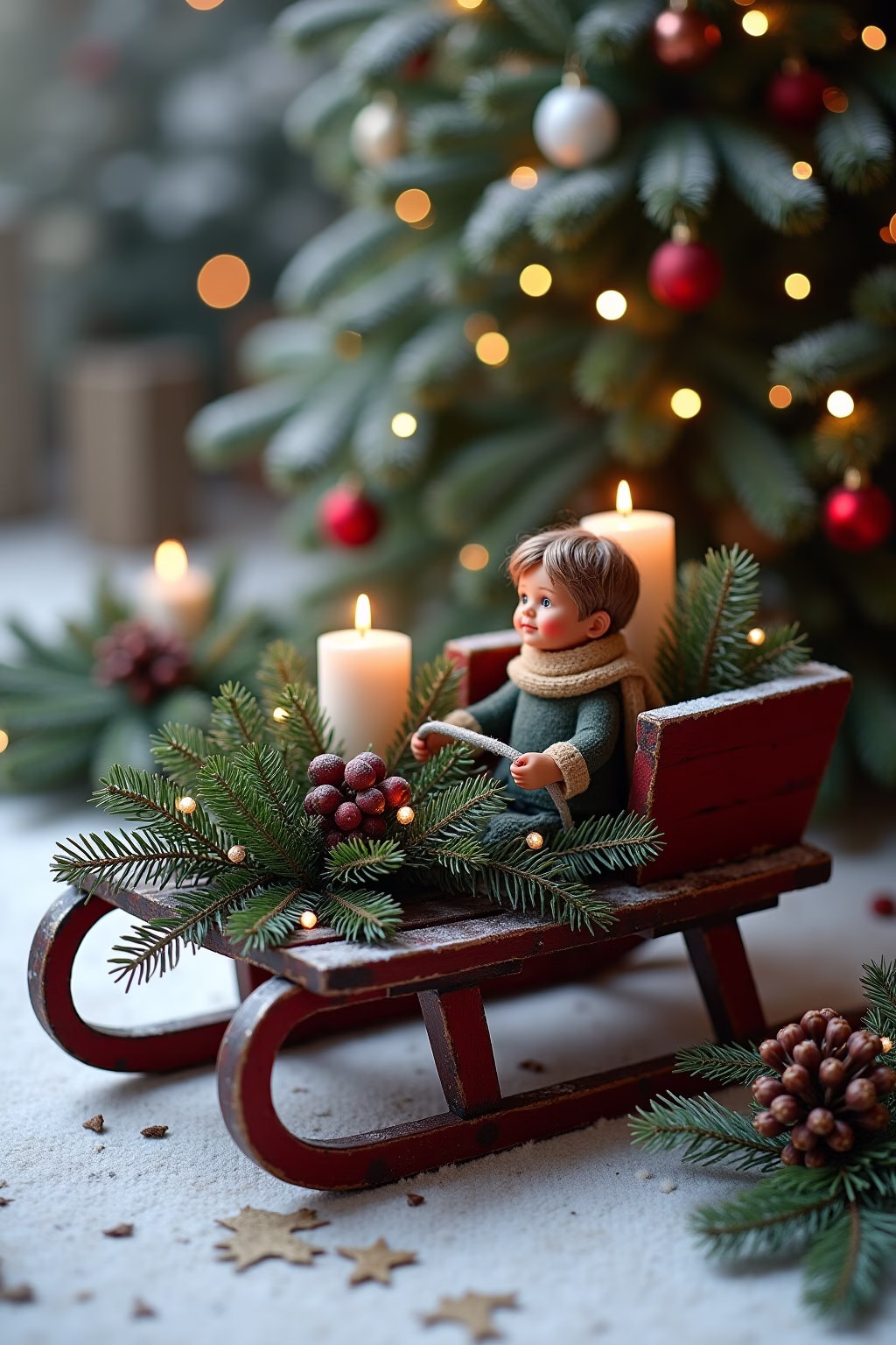 schlitten deko weihnachten draussen outline 8 1