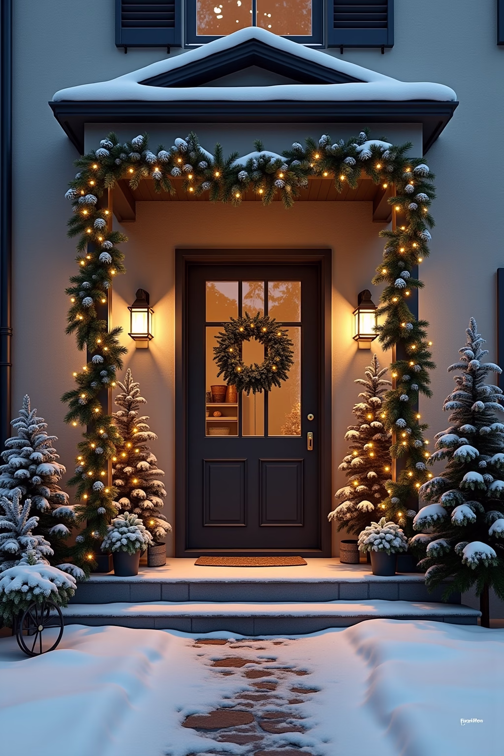 weihnachtsdeko draussen eingang outline 8